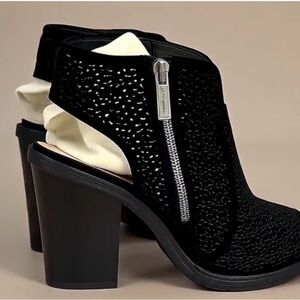 Vince Camuto Black Perforated Ankle Booties